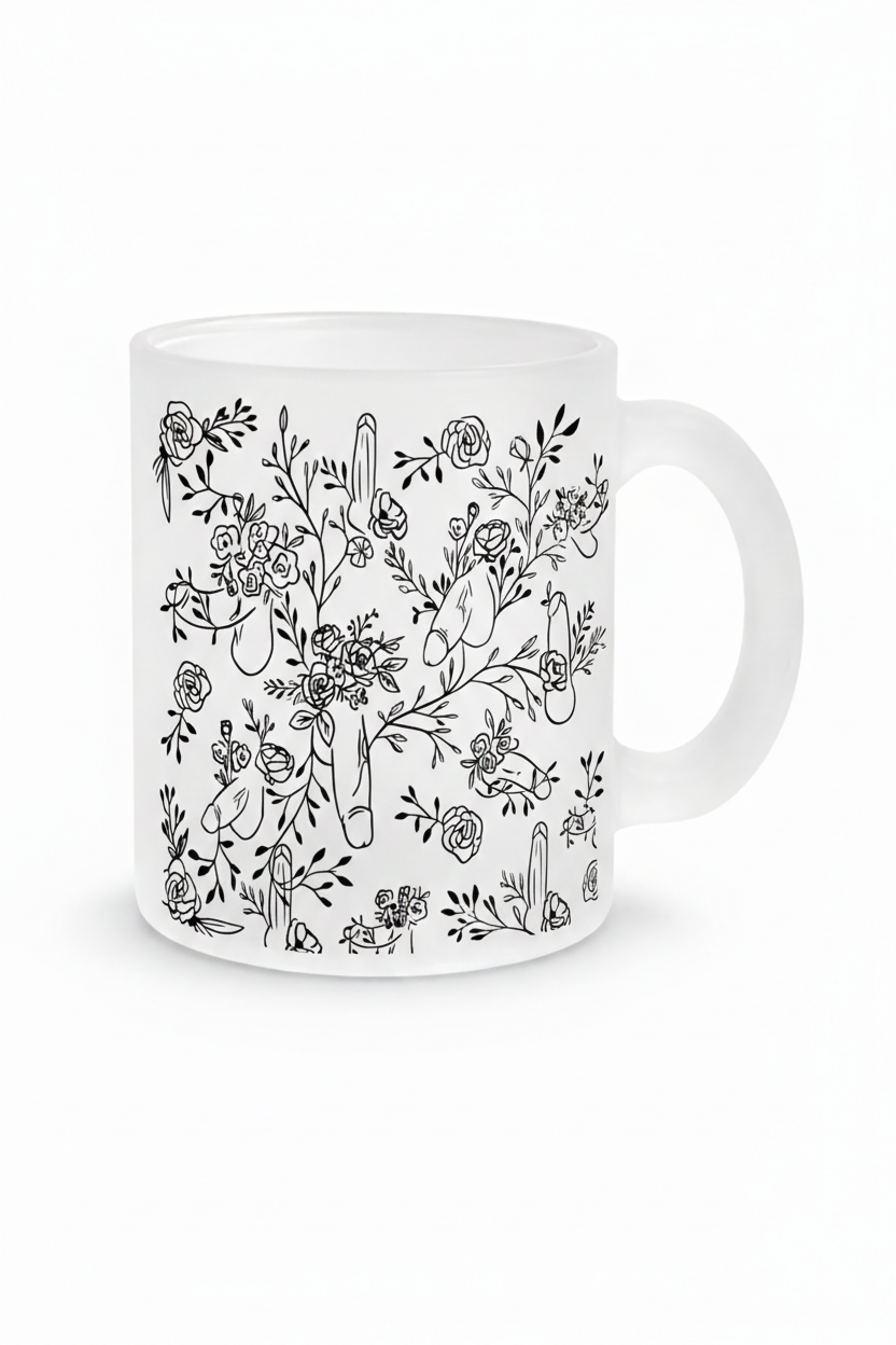 Hidden Erotic Botanical  - 10oz Frosted Glass Mug