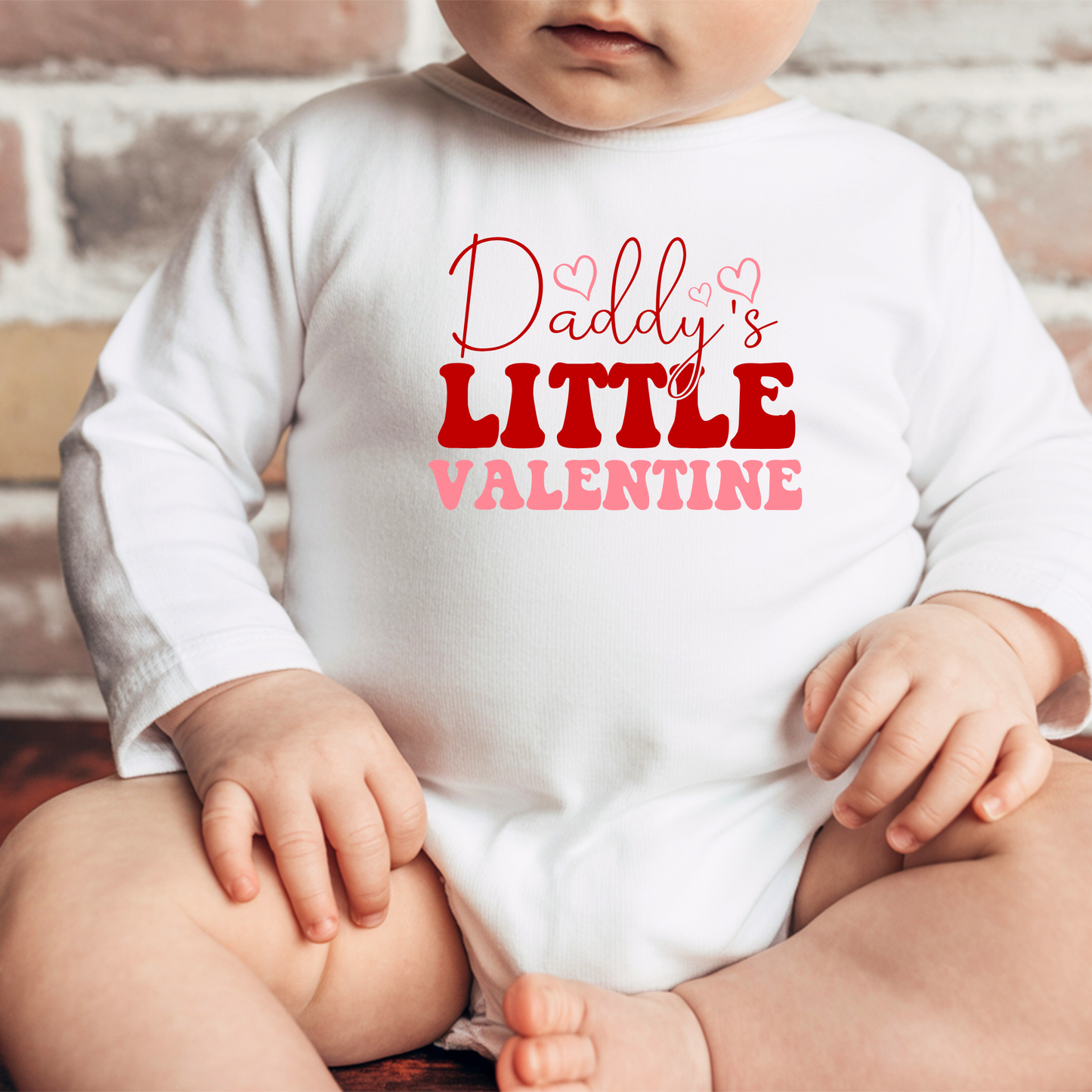 Daddy's Little Valentine Long Sleeve Baby Vest