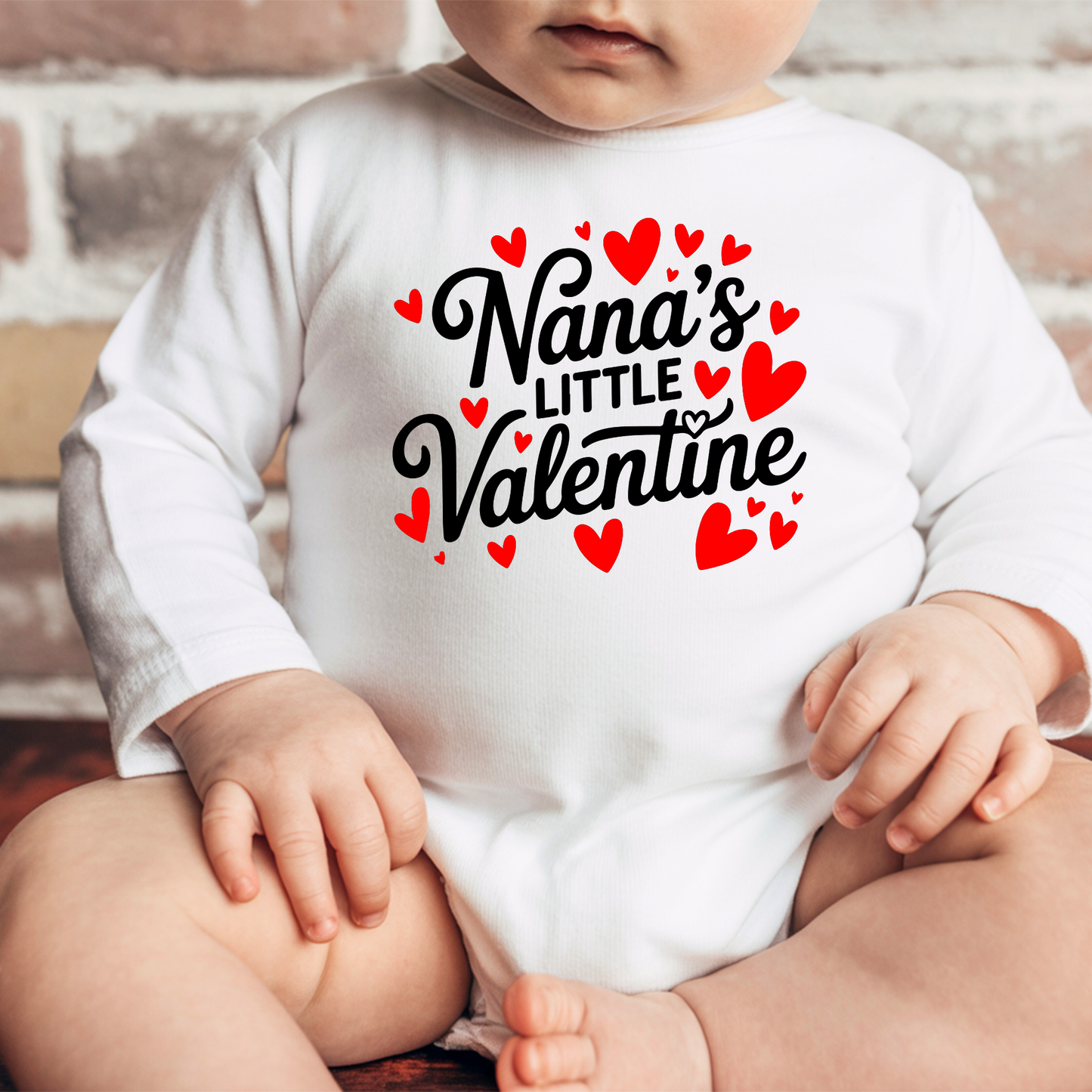 Nana's Little Valentine Long Sleeve Baby Vest