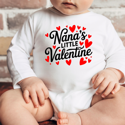 Nana's Little Valentine Long Sleeve Baby Vest