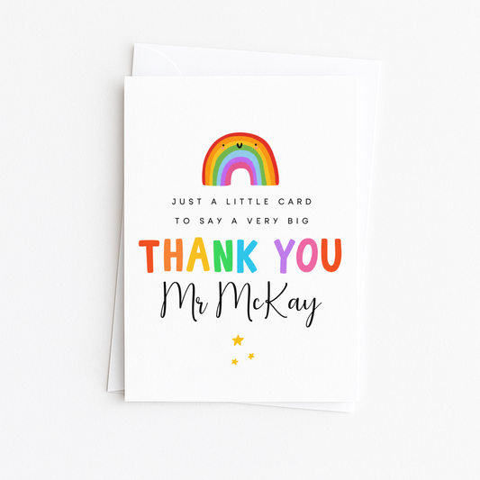 Personalised Rainbow Teacher Thank You Card