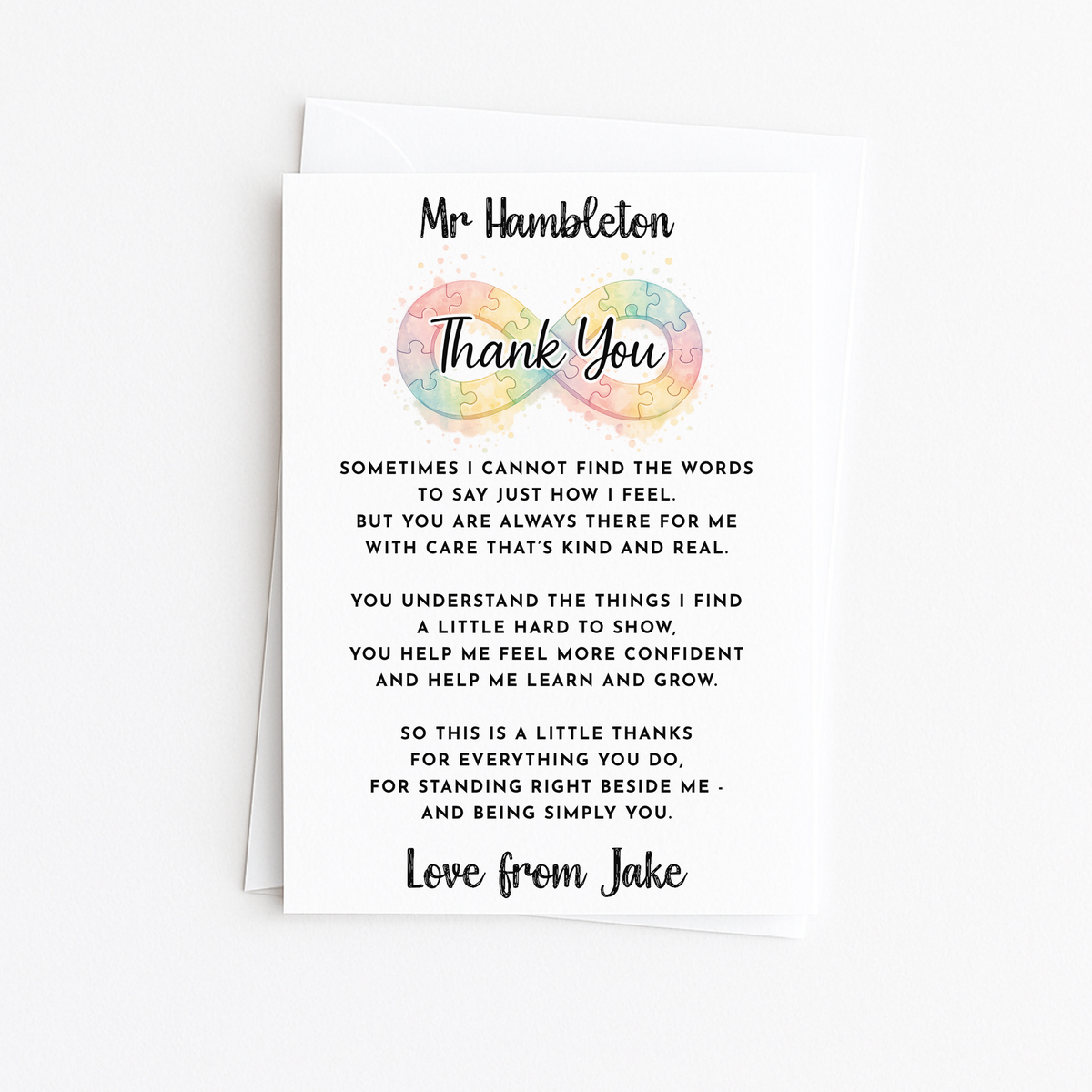Personalised Neurodiversity Teacher/TA Appreciation Card