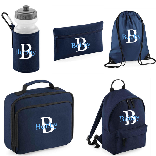 Toddler 9 Litre - Back to School 5 Piece Set - Initial and Name