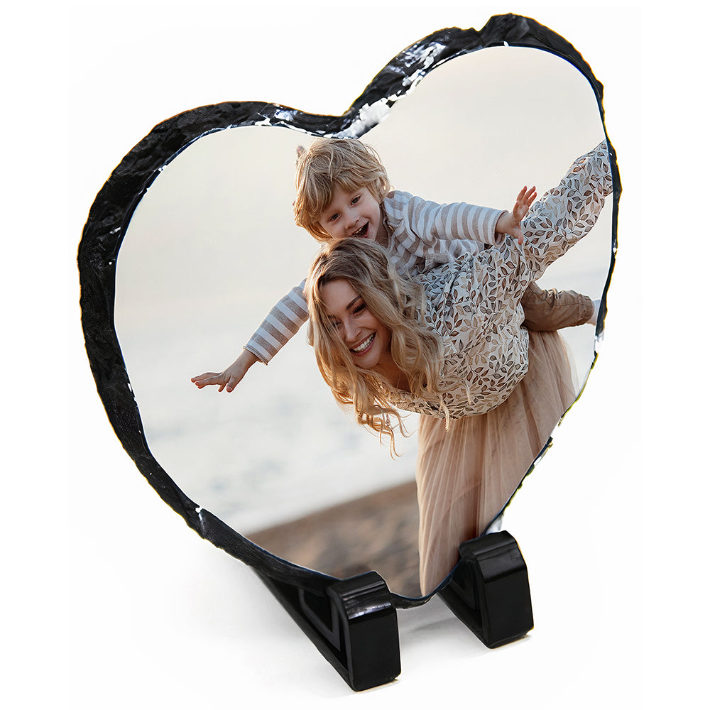 15cm Heart Gloss Rock Slate