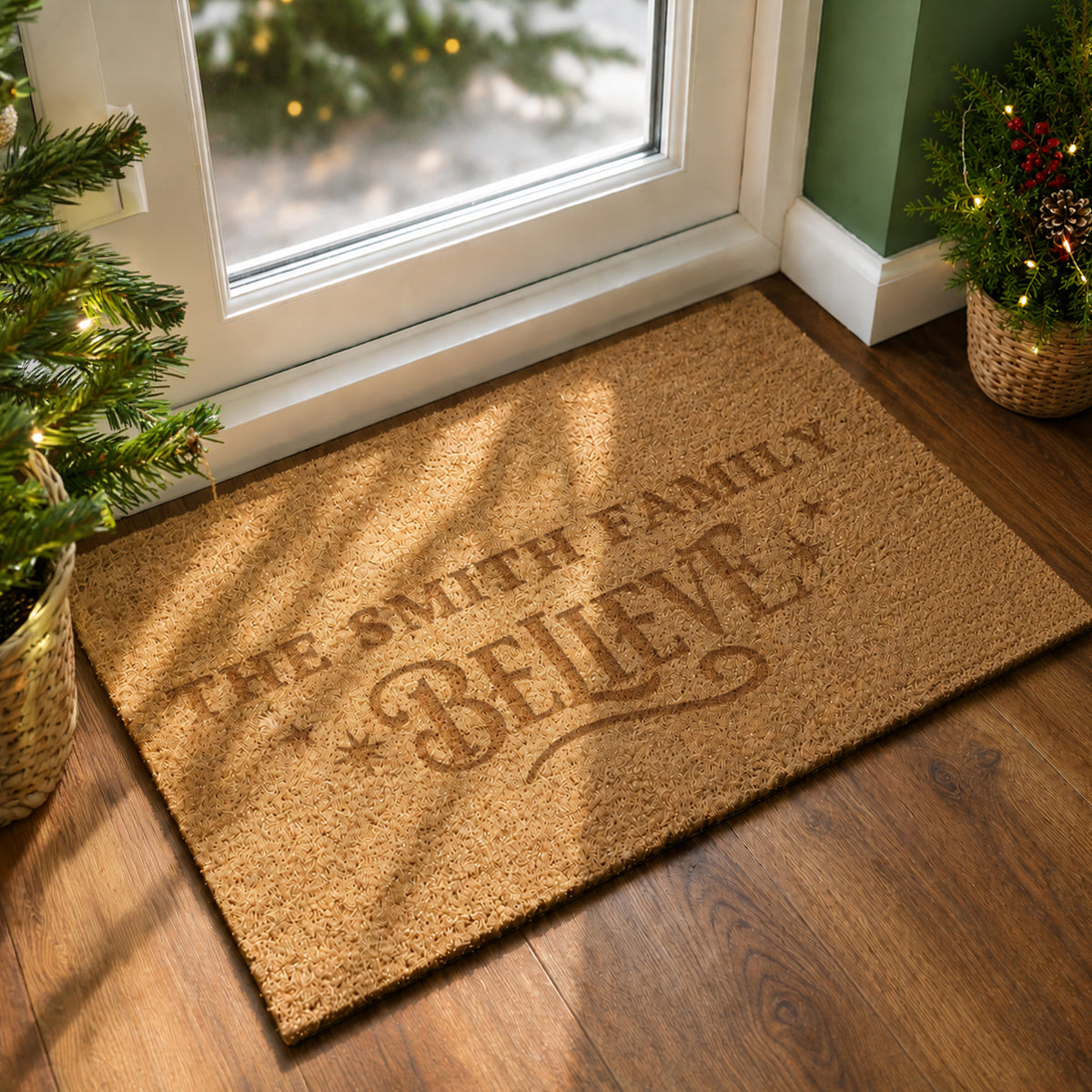 Personalised Believe Christmas Indoor Doormat