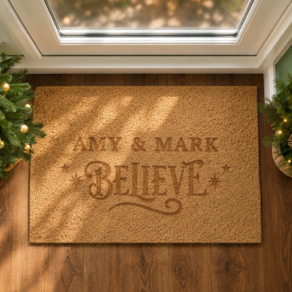 Personalised Believe Christmas Indoor Doormat