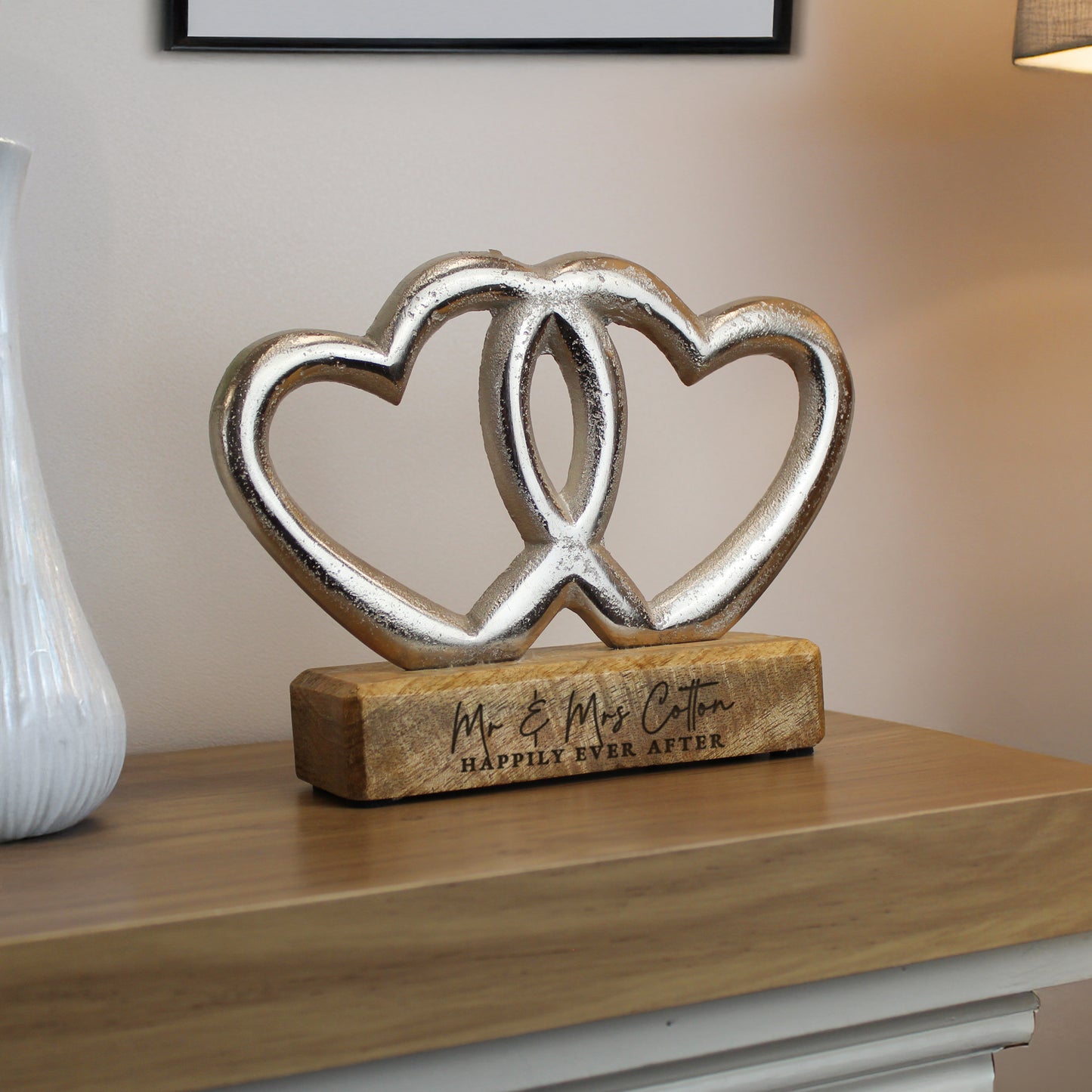 Personalised Two Lines Double Heart Ornament
