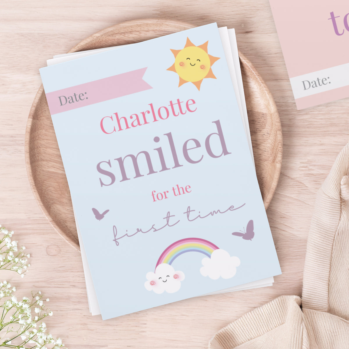 Personalised Fairy Princess Baby Milestone Cards