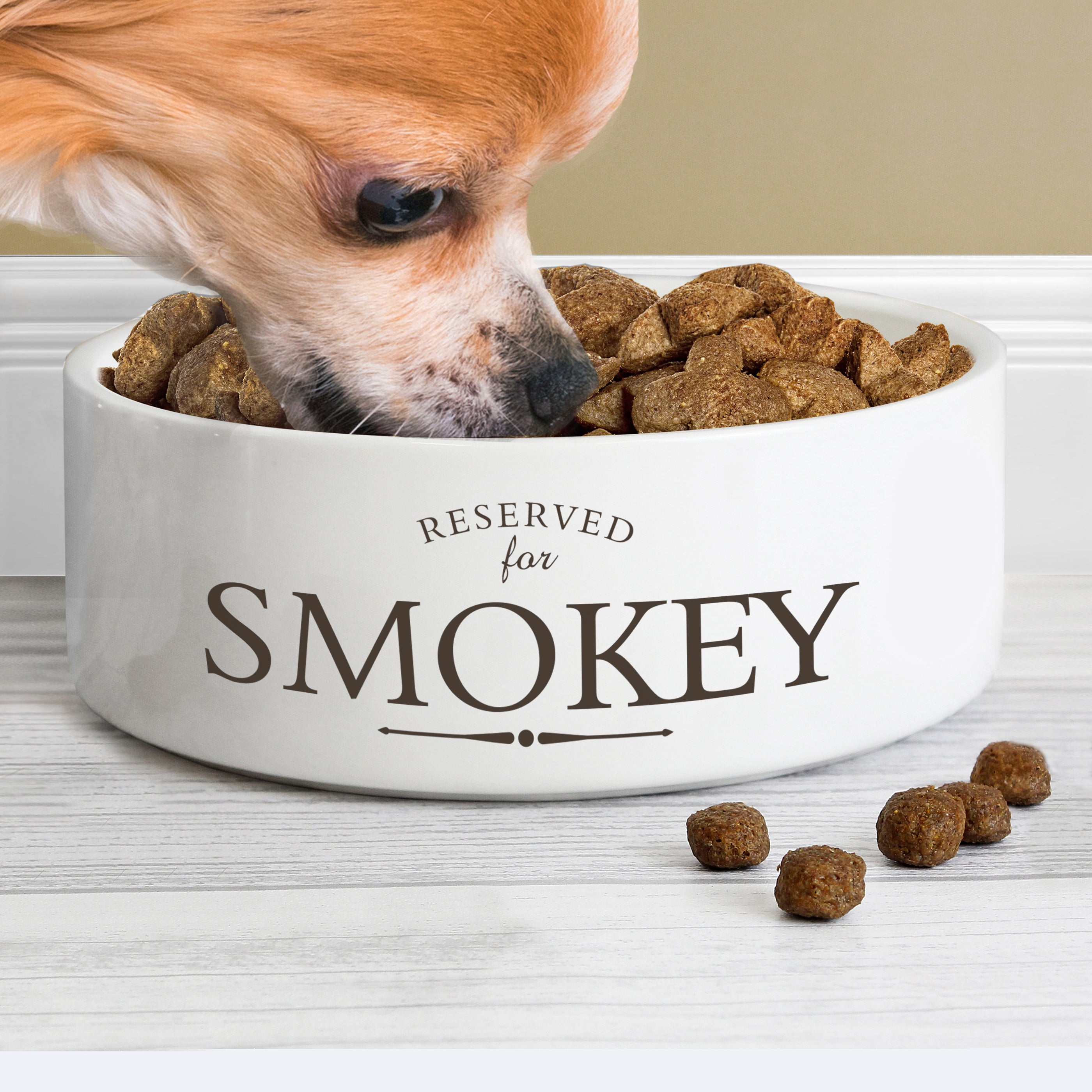 Personalised Reserved For - 15cm Medium White Pet Bowl