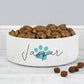 Personalised Blue Paw Print Name 15cm Medium Pet Bowl