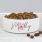 Personalised Pink Paw Print Name 15cm Medium Pet Bowl