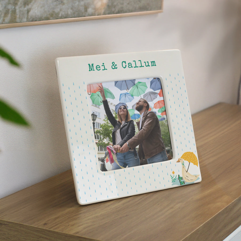 Personalised Puddle Duck Ceramic 4x4 Photo Frame