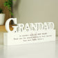 Personalised Free Text Heart Wooden Grandad Ornament