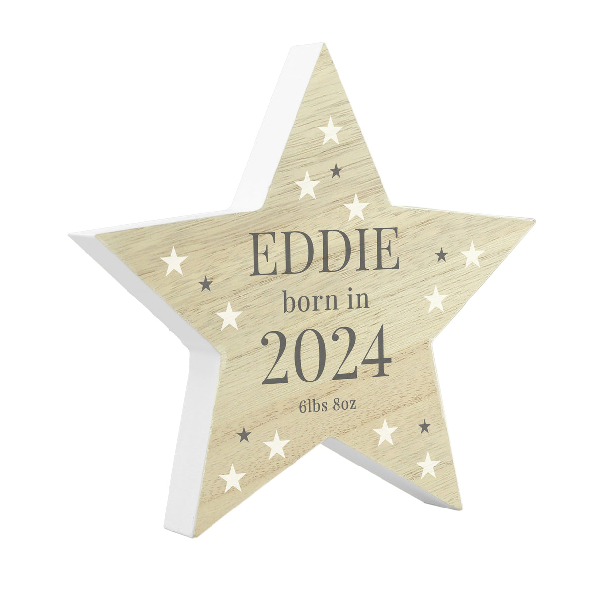 Personalised Born In Wooden Star Keepsake