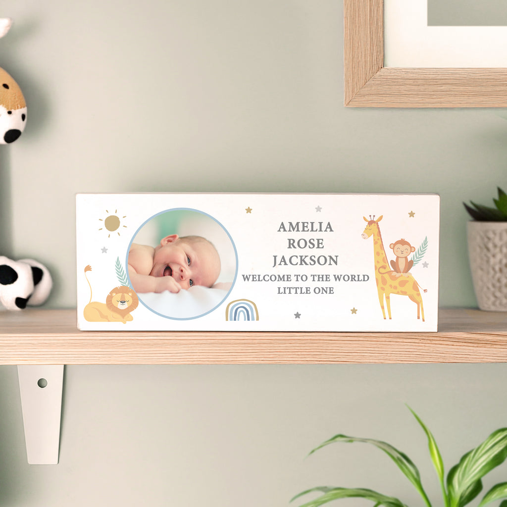 Personalised Safari Animals Photo Wooden Keepsake