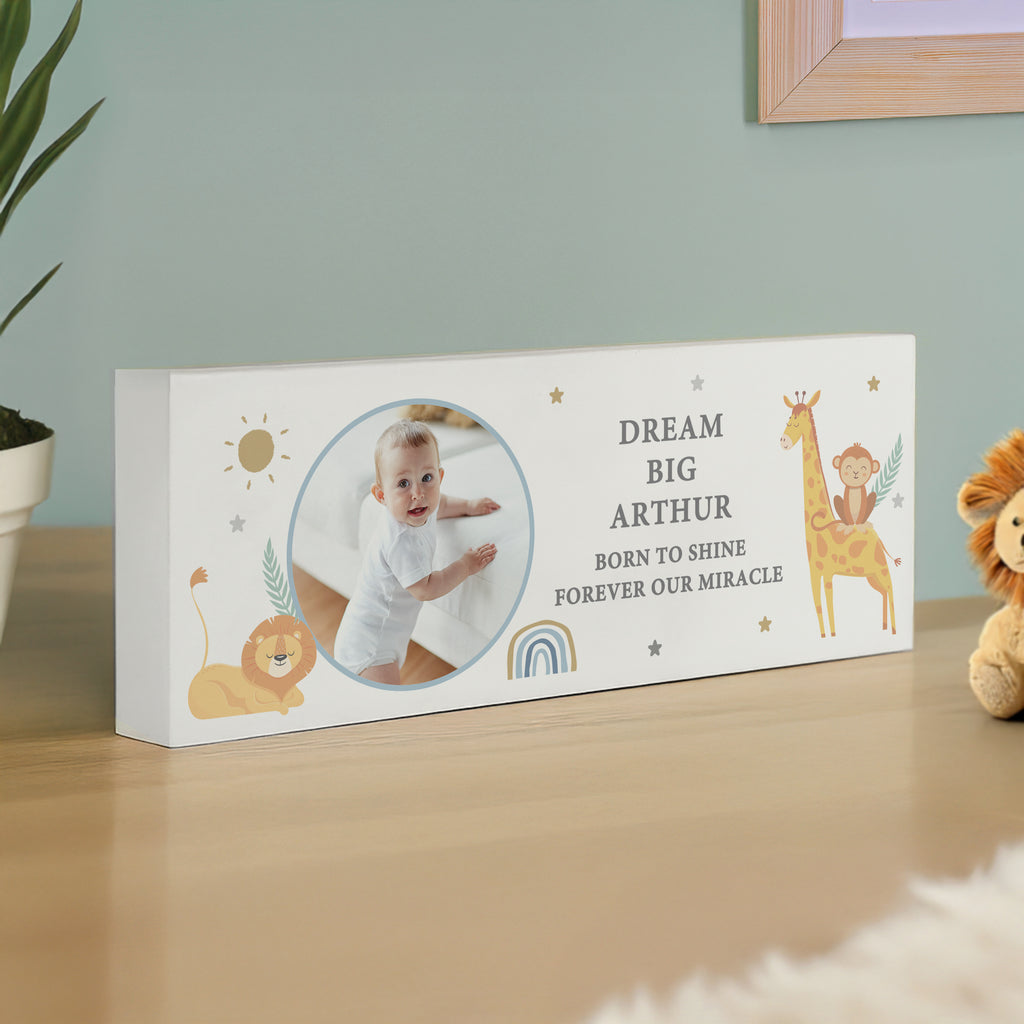 Personalised Safari Animals Photo Wooden Keepsake