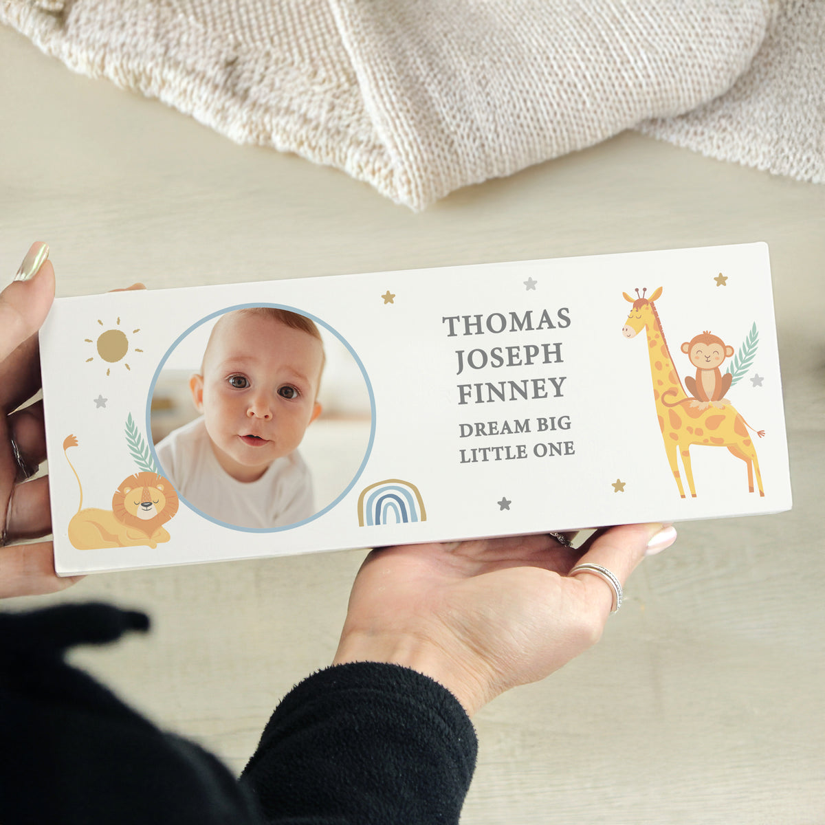 Personalised Safari Animals Photo Wooden Keepsake