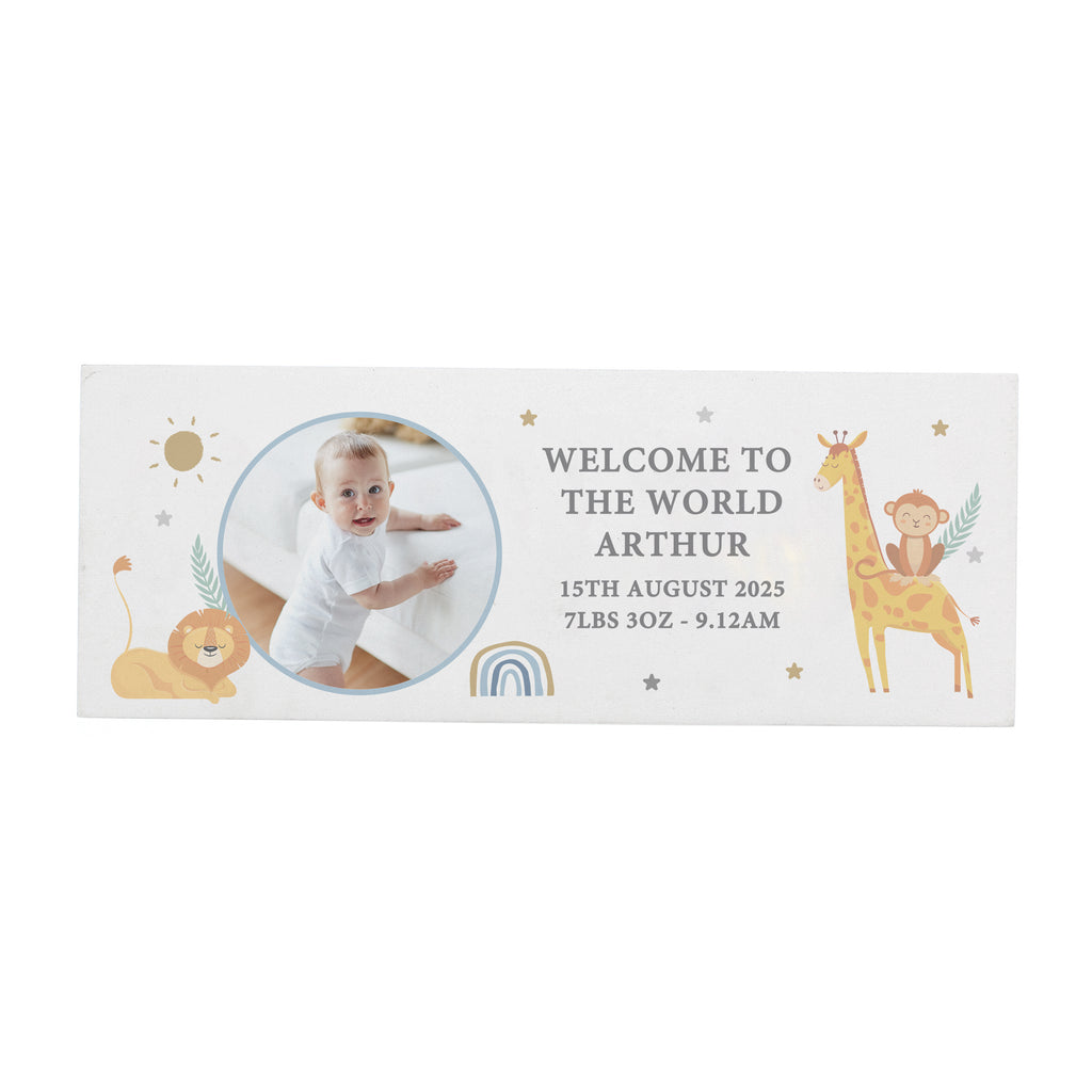 Personalised Safari Animals Photo Wooden Keepsake