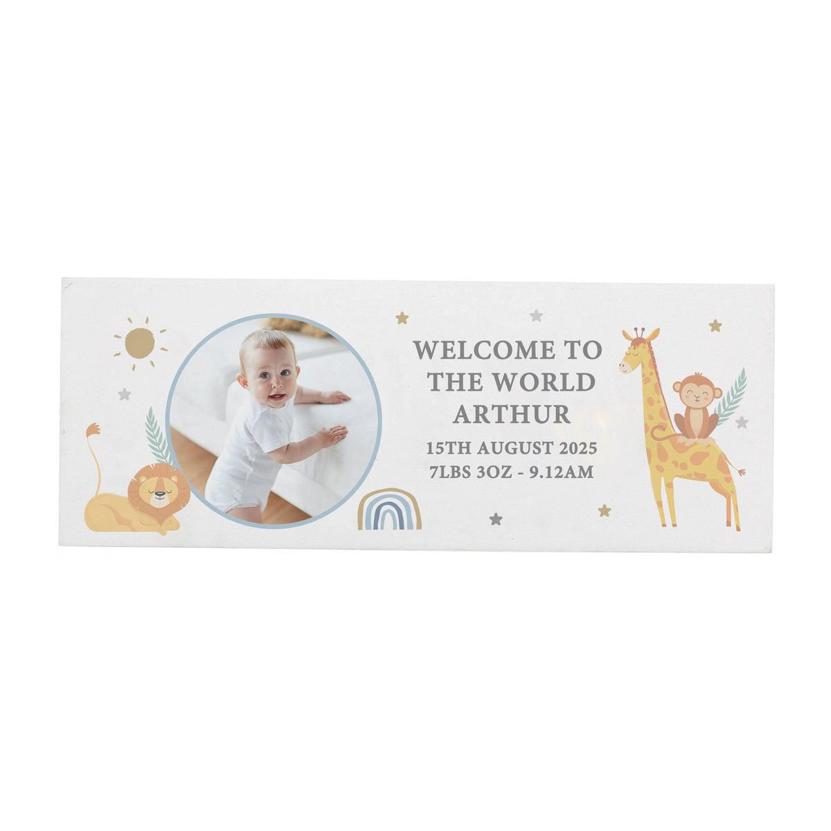 Personalised Safari Animals Photo Wooden Keepsake
