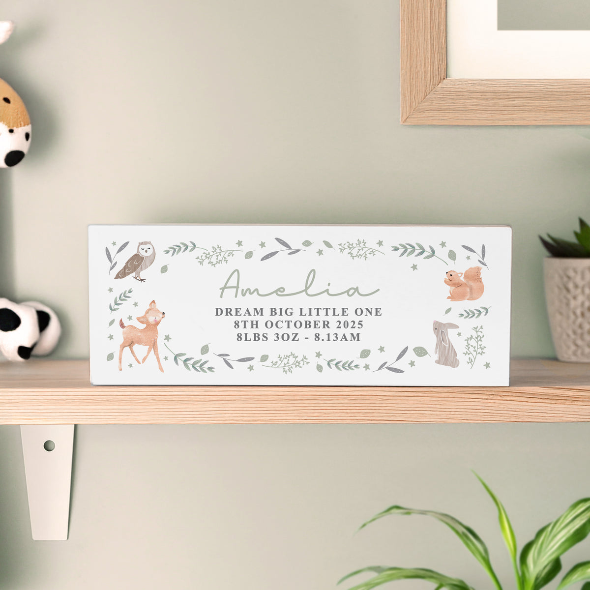 Personalised Woodland Animals Wooden Keepsake Sign
