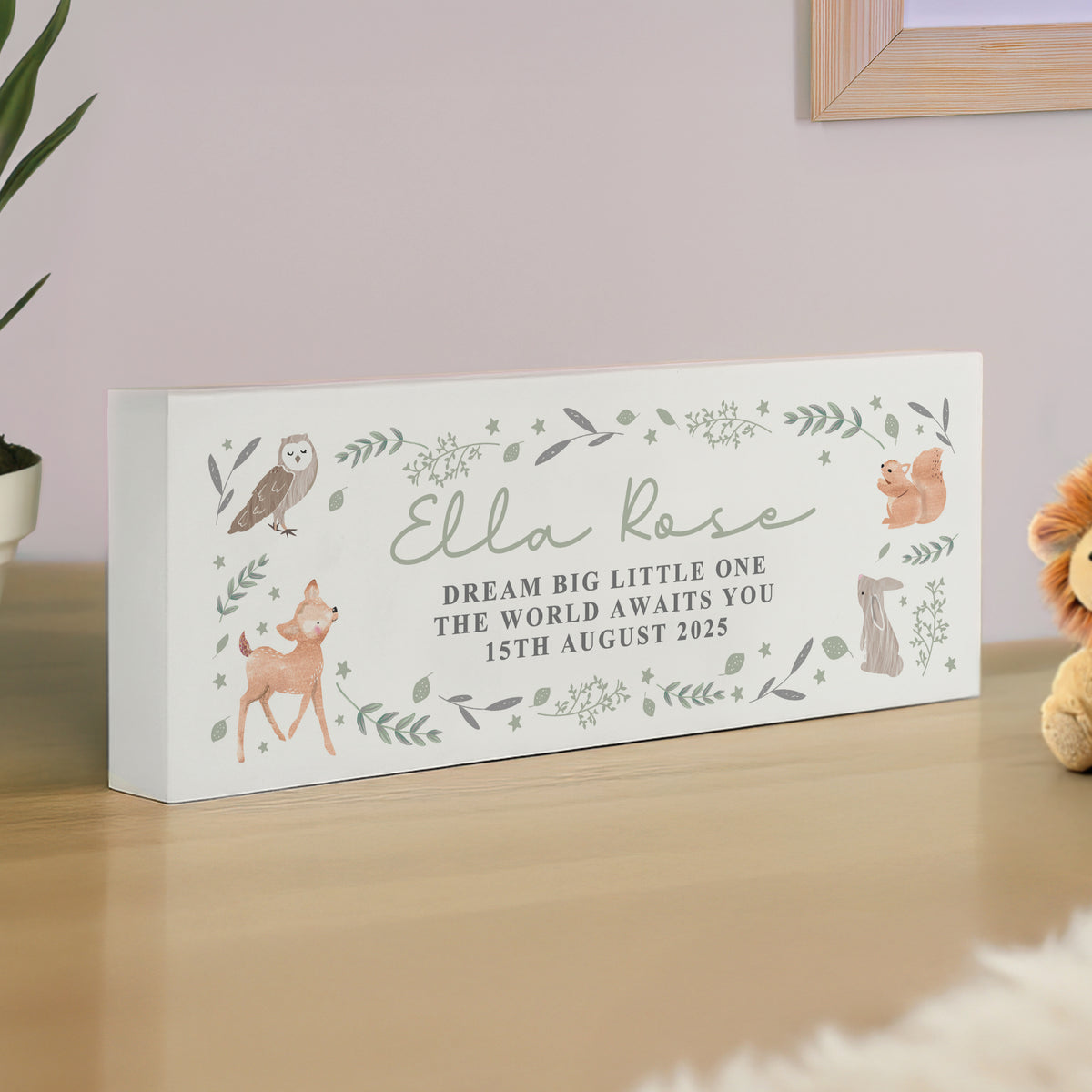 Personalised Woodland Animals Wooden Keepsake Sign