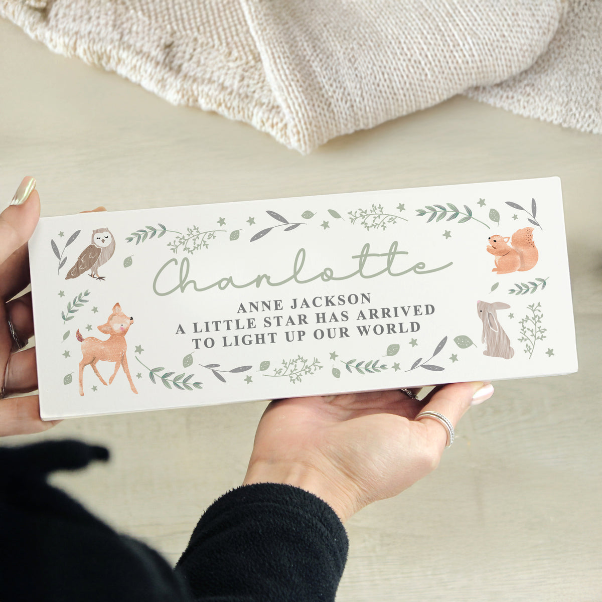 Personalised Woodland Animals Wooden Keepsake Sign