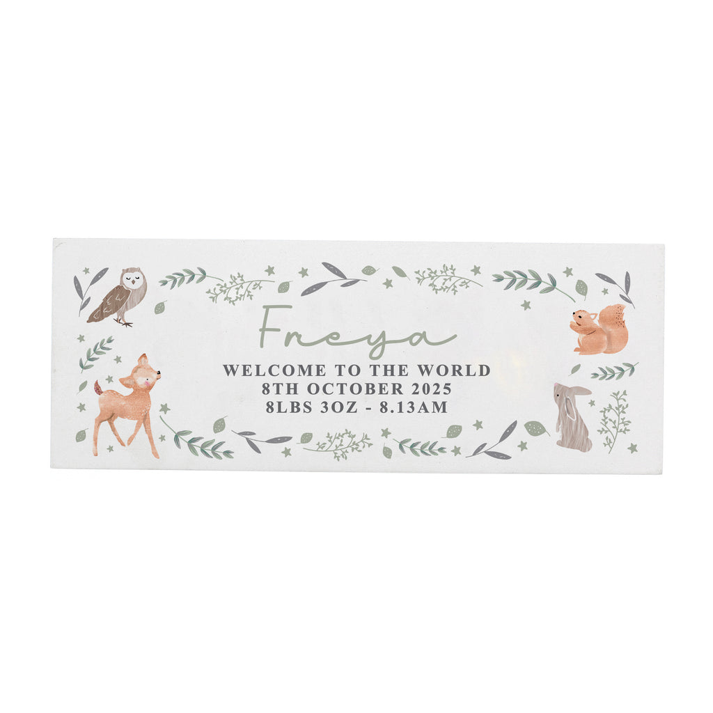 Personalised Woodland Animals Wooden Keepsake Sign