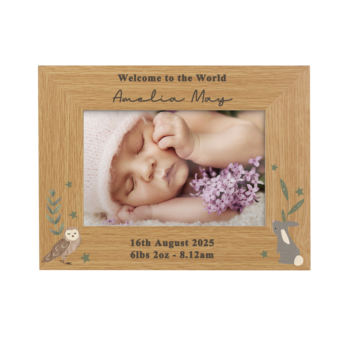 Personalised Woodland Animals 6x4 Wooden Photo Frame