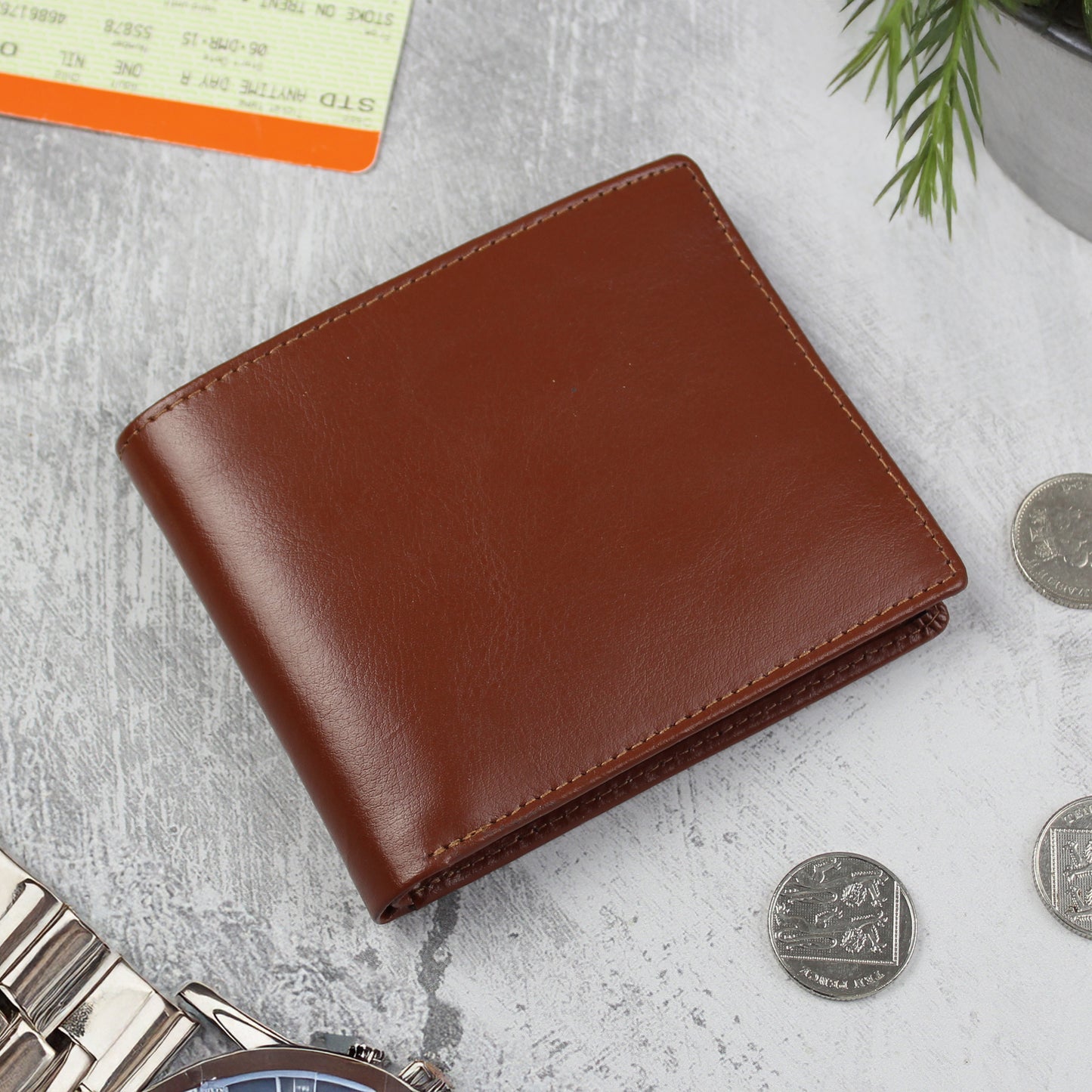 Personalised Free Text Black or Tan Leather Wallet