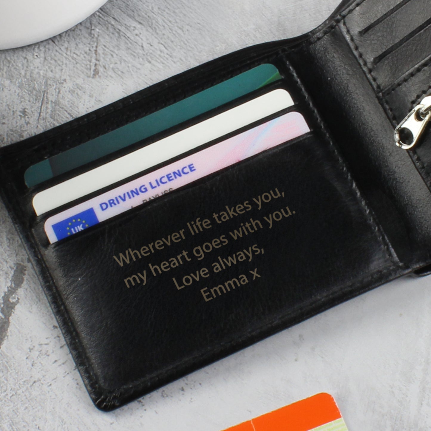 Personalised Free Text Black or Tan Leather Wallet
