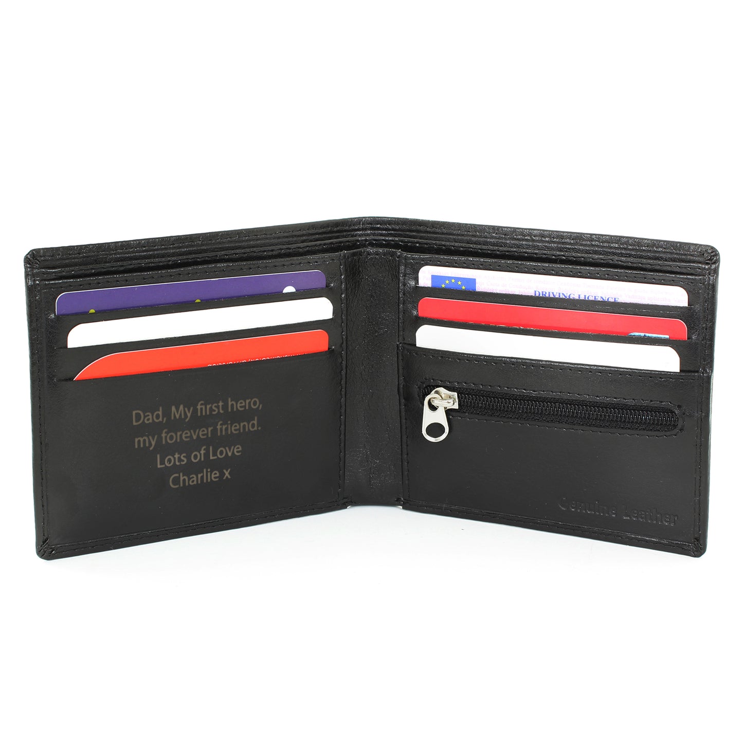Personalised Free Text Black or Tan Leather Wallet