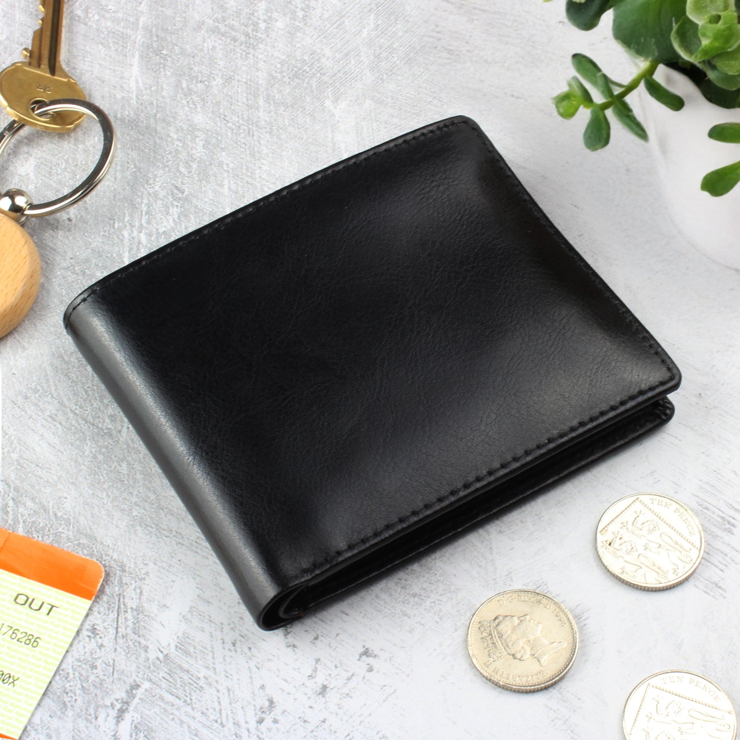 Personalised Free Text Black or Tan Leather Wallet
