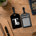 Personalised PU Leather Luggage Tag with ID Window - Football Initial