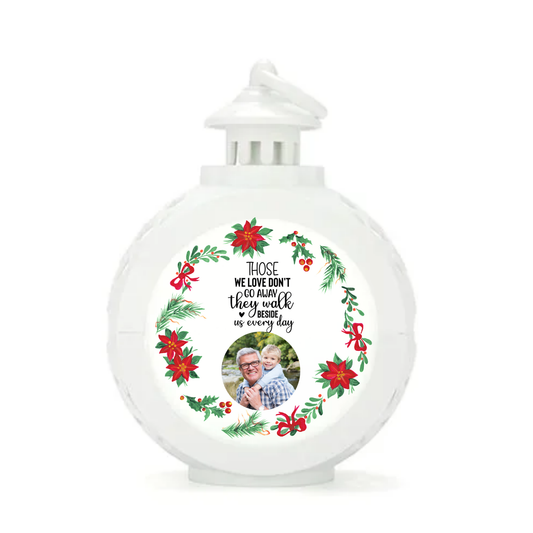 Small Christmas Memorial Photo Lantern Light - White