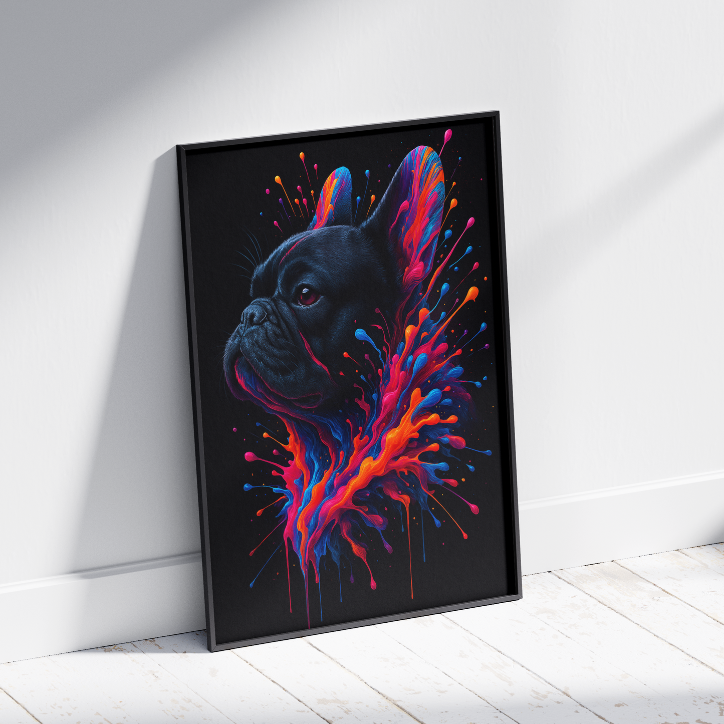 Neon Splash Black Fur Frenchie