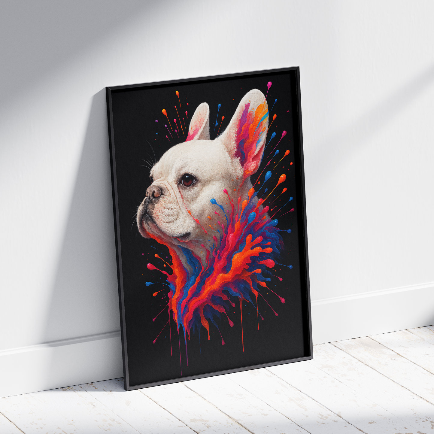 Neon Splash White Fur Frenchie