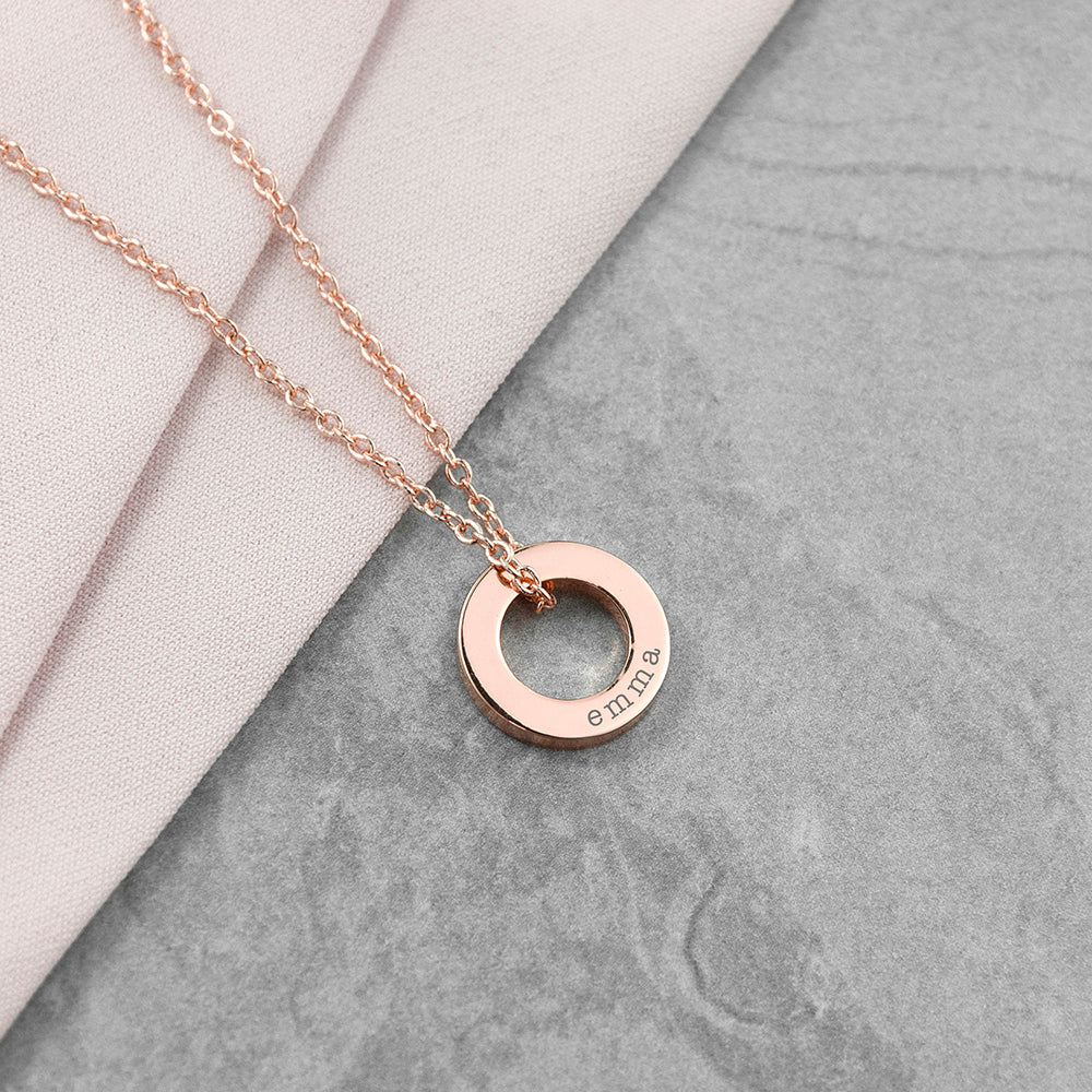 Personalised Mini Ring Necklace - Rose Gold