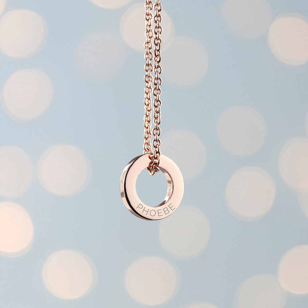 Personalised Mini Ring Necklace - Rose Gold