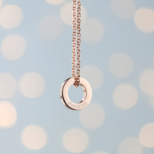 Personalised Mini Ring Necklace - Rose Gold