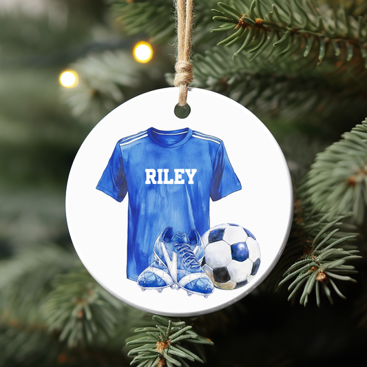 Personalised Watercolour football shirt - Hanging Ornament