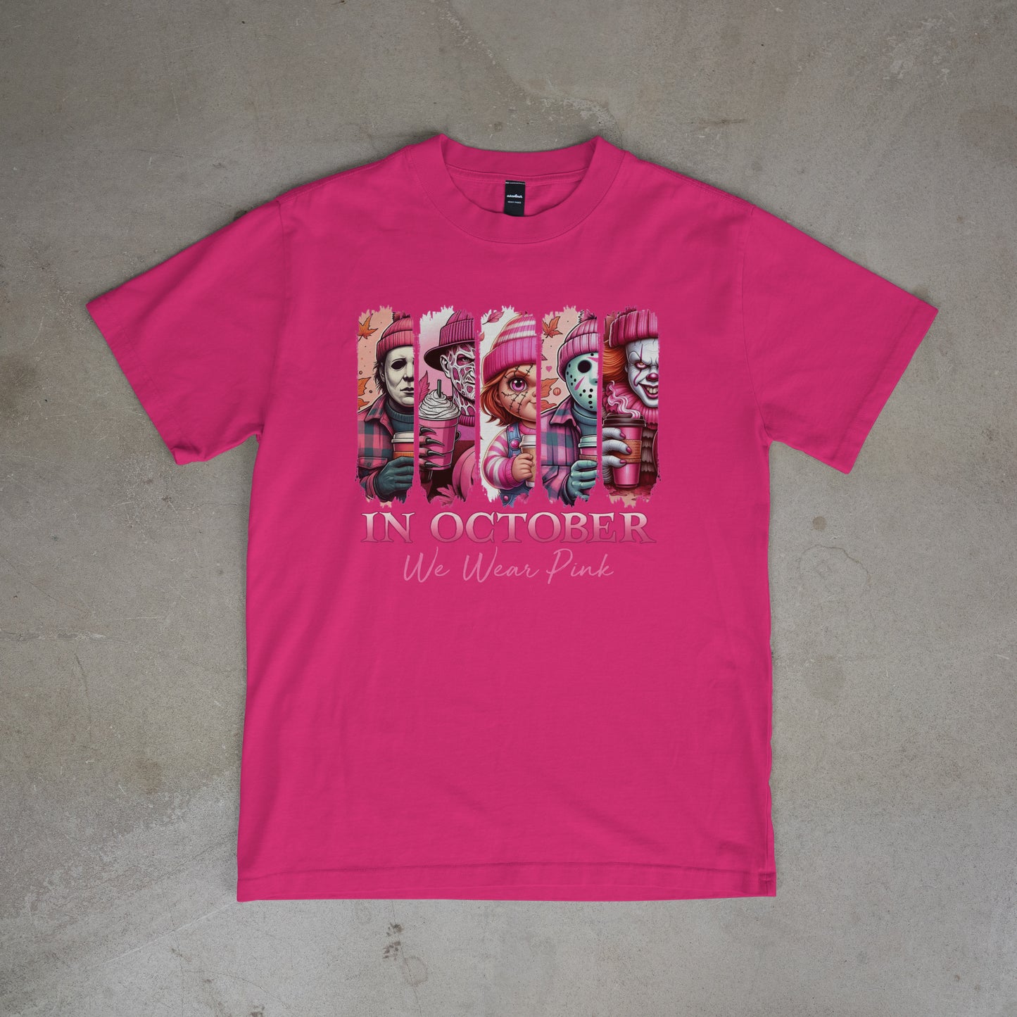 Halloween "In October We Wear Pink" - T-Shirt