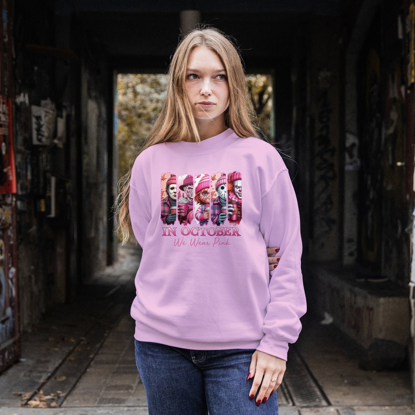 Halloween "In October We Wear Pink" - Sweatshirt