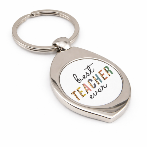 Best Teacher ever - Chrome Keyring (Swirl)