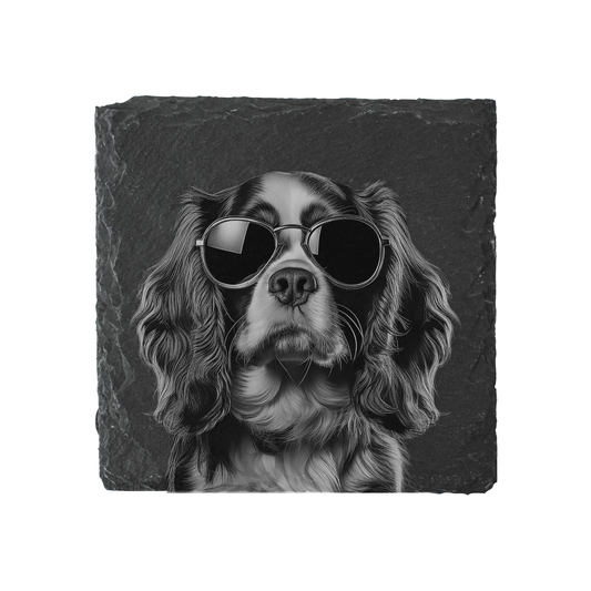Cavalier King Charles Spaniel - Sunglasses - Engraved Slate Coaster
