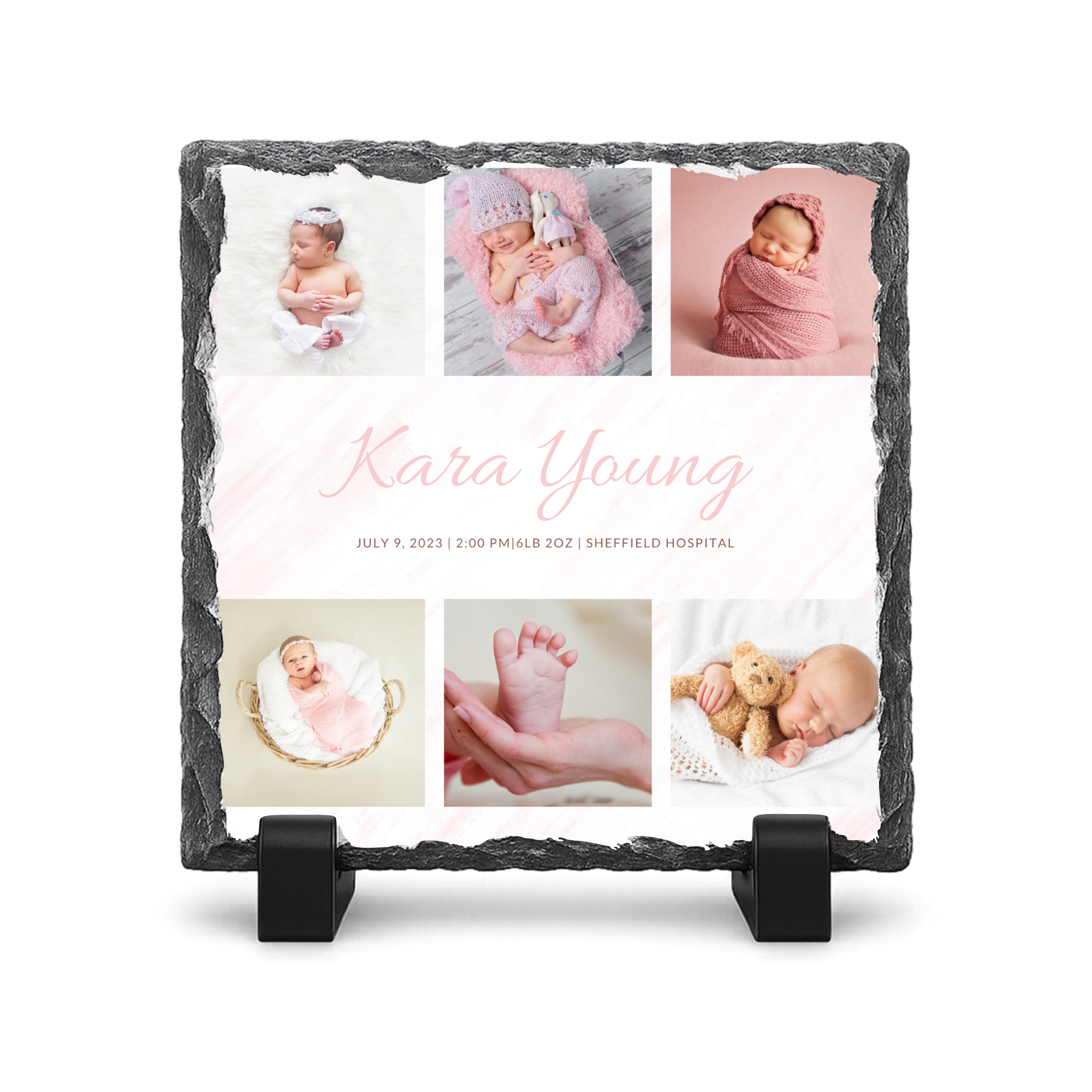 Personalised Baby Birth Announcement  - Gloss Rock Slate 20x20cm