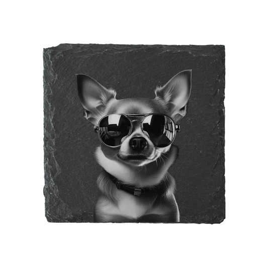 Chihuahua - Sunglasses - Engraved Slate Coaster