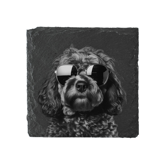 Cockapoo - Sunglasses - Engraved Slate Coaster