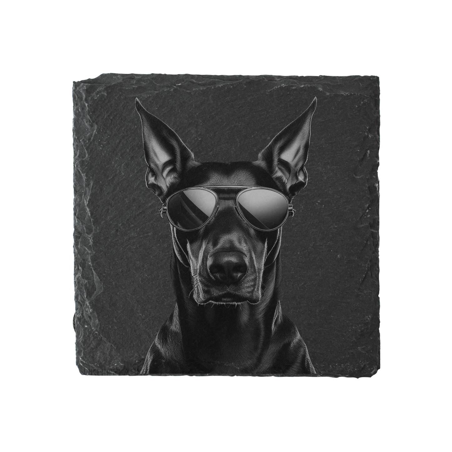 Doberman Pinscher - Sunglasses - Engraved Slate Coaster