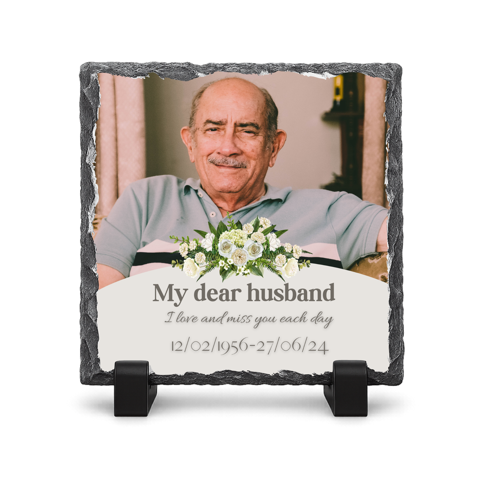 Personalised Memorial Husband/Wife  - Gloss Rock Slate 20x20cm