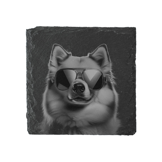 American Eskimo - Sunglasses - Engraved Slate Coaster